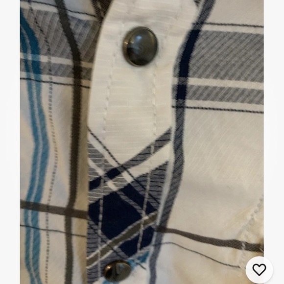 BKE Shirt Men’s Blue White L Athletic Fit Plaid Short Sleeve Pearl Snap Western - Picture 6 of 11